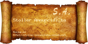 Stoller Annunciáta névjegykártya